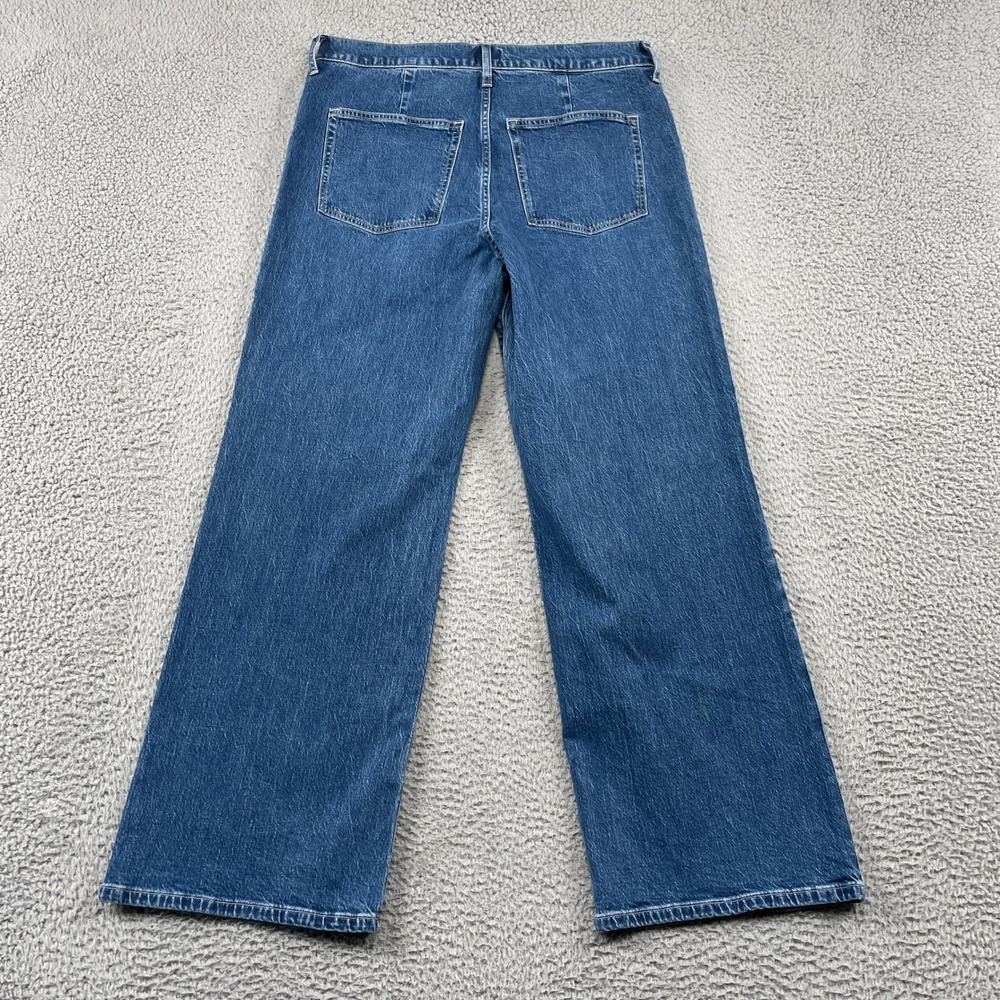 J.Crew Jeans Womens 31 Blue Full Length Wide-Leg Patch Pocket High Rise Denim - Picture 2 of 9